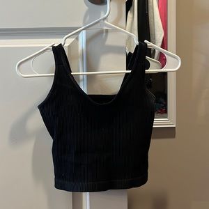 black cropped tank top